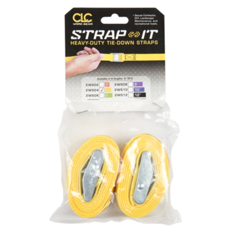 CLC 2WS04 4 Tie-Down Strap, 2-Pack Yellow