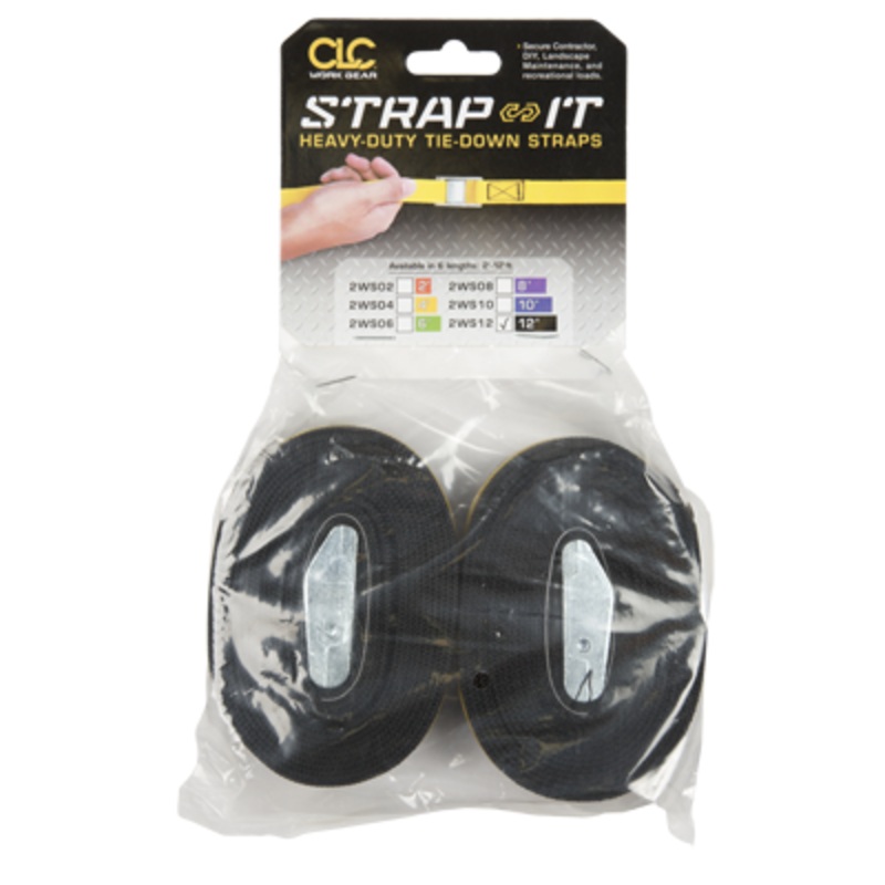 CLC 2WS12 12 Tie-Down Strap, 2-Pack Black