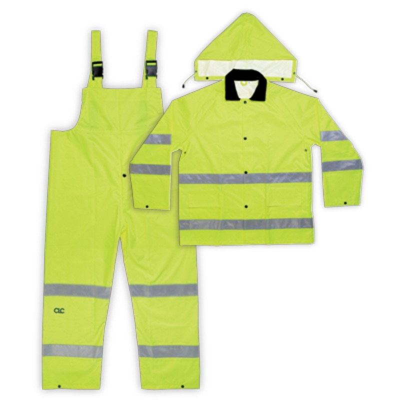 CLC R111L 3 Piece HI-VIZ ANSI CLASS 3 Polyester Rain Suit