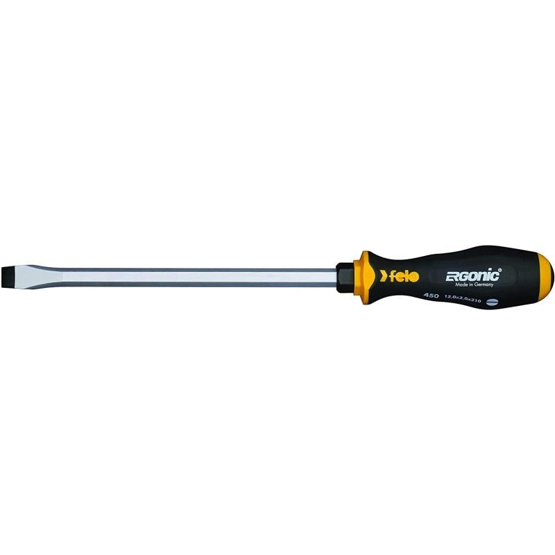 Felo 0715764529 Ergonic 15/32-Inch x 8-1/4-Inch Slotted Screwdriver with Hammer Cap