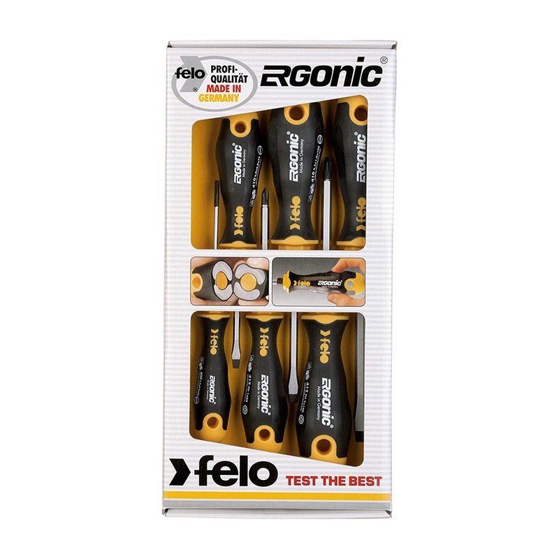 Felo 0715753693 Slotted & Phillips Ergonomic Screwdriver Set, 5 Piece