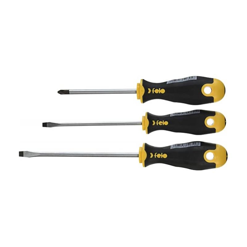 Felo 0715753701 Slotted & Phillips Ergonomic Screwdriver Set, 3 Piece