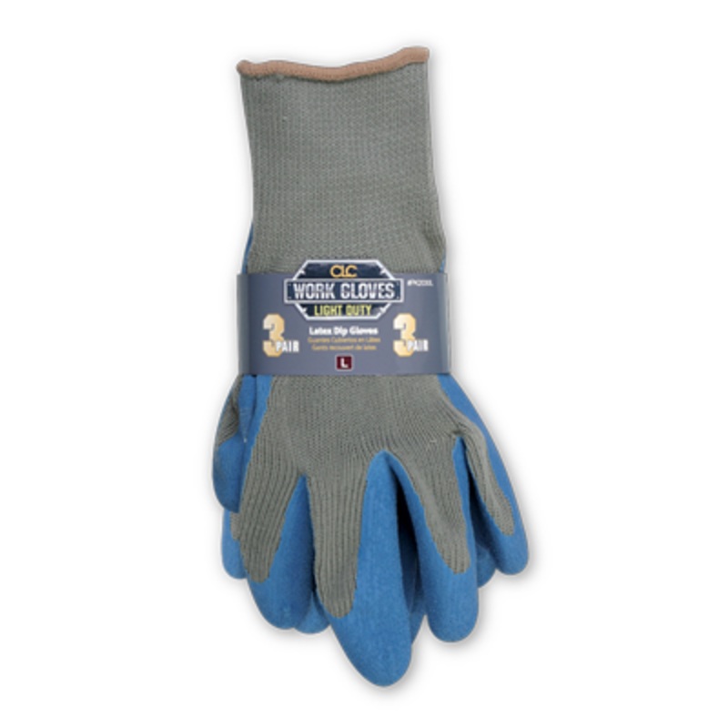 CLC P2030L Latex Dip Gripper Gloves, 3-Pack