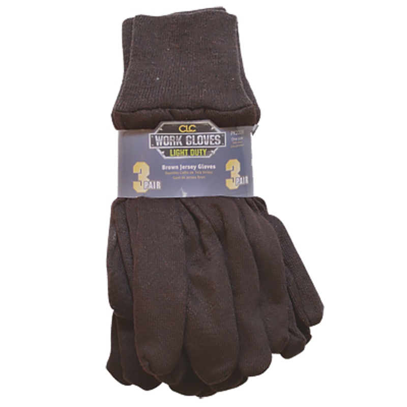 CLC PK2008 Brown Jersey Gloves, 3-Pack