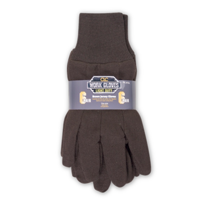 CLC PK2014 Brown Jersey Gloves, 6-Pack