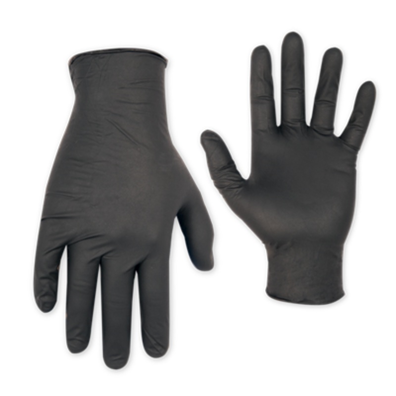 CLC 2337X Black Nitrile Disposable Gloves, Non-Powdered, 100/Box