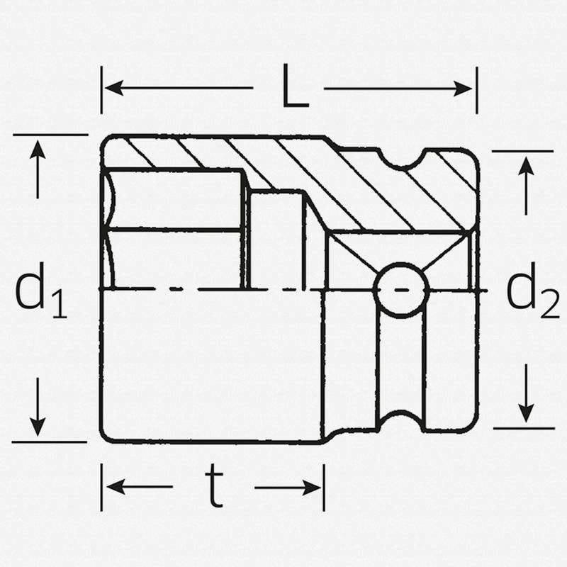 Stahlwille 23010010 50IMP 1/2" 6-pt Impact Socket, 10 mm