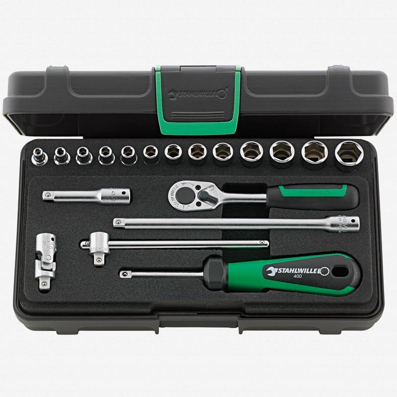 Stahlwille 96011124 1/4" Hex Socket Set with Ratchet - 19 Pieces