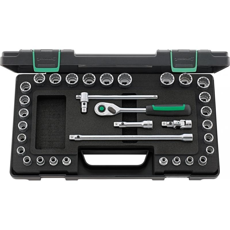 Stahlwille 96020107 45MA/28/5QR Socket Set, 3/8" Drive, 33 Pcs