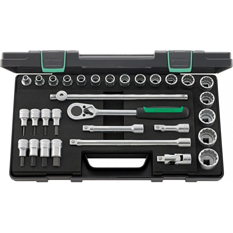 Stahlwille 96031439 50/54/25/6 1/2" Drive Hex Socket Set, 31pcs