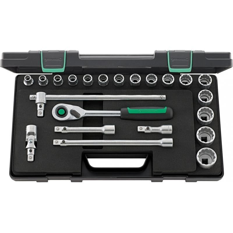 Stahlwille 96031446 50/16/6QR Hex Socket Set, 1/2" Drive, 22 Pcs
