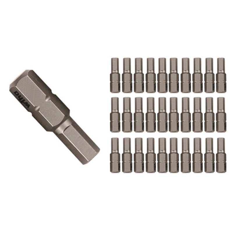 Wiha Tools 72513 Hex Contractor Insert Bit 1/4" x 25mm - 30 Piece
