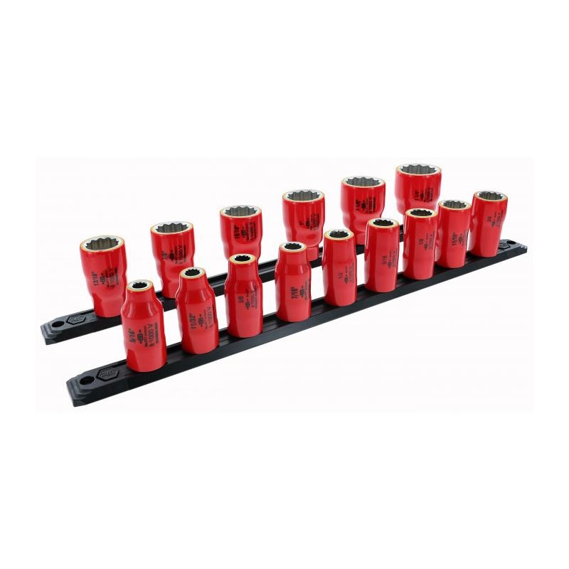 Wiha Tools 31796 15 Piece Insulated Socket Set 1/2" Drive - SAE