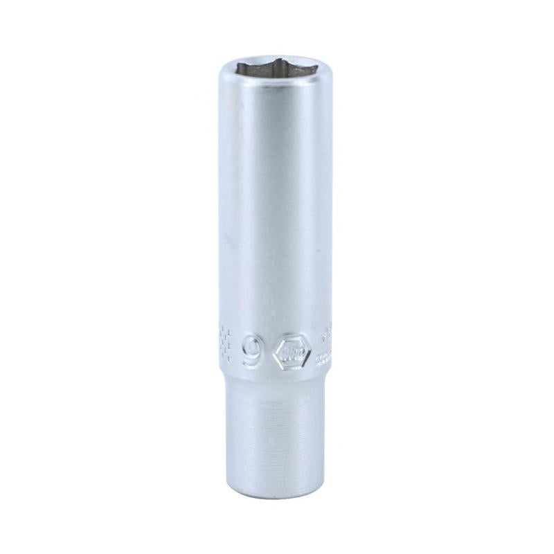 Wiha Tools 33346 1/4" Dr. Deep Socket Inch, 6 Pt, 9.0mm